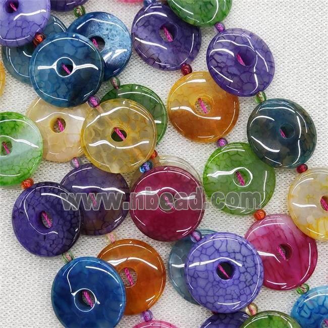 Natural Agate Donut Beads Dye Mix Color
