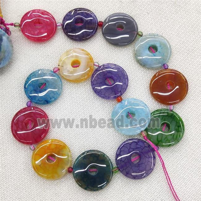 Natural Agate Donut Beads Dye Mix Color