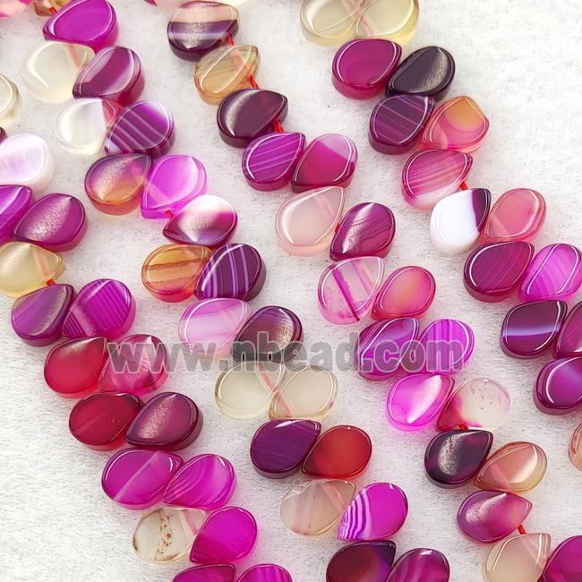 Hotpink Stripe Agate Teardrop Beads Topdrilled
