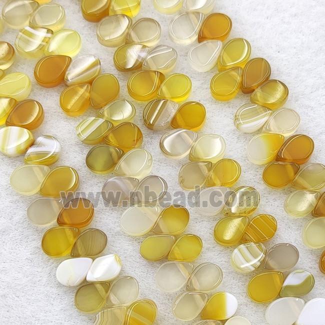 Yellow Stripe Agate Teardrop Beads Topdrilled