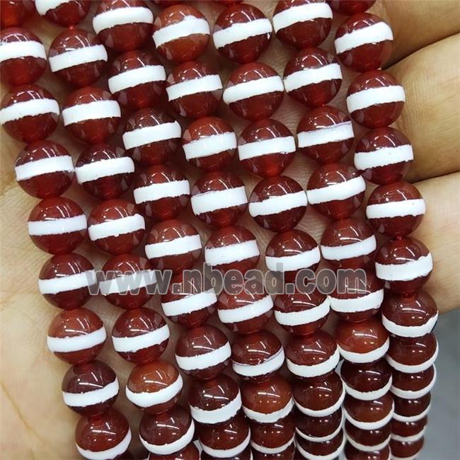 Red Agate Beads Smooth Round Tibetan Style