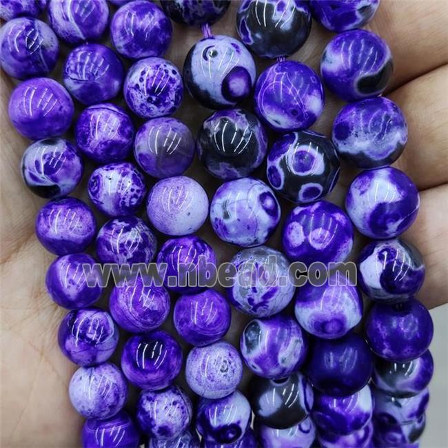 Purple Fire Agate Beads Smooth Round Dye
