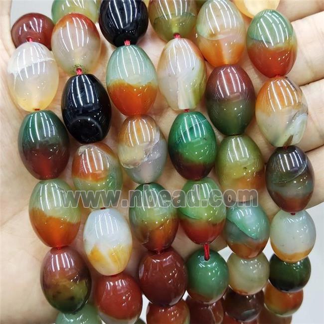 Natural Agate Rice Beads Dye Red Green
