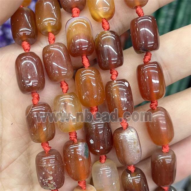 Natural Agate Barrel Beads Red Dye