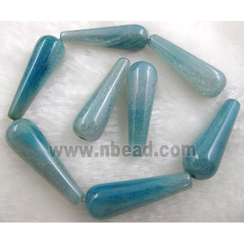 Natural dragon veins Agate bead, teardrop, blue dye