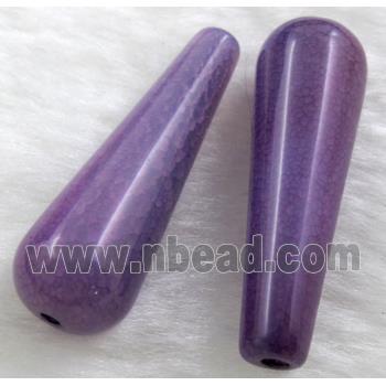 Natural dragon veins Agate bead, teardrop, purple dye