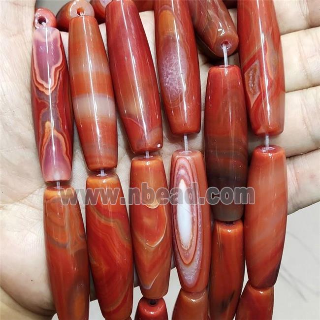 Natural Agate Rice Beads Red Dye