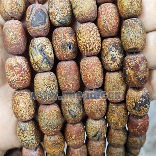 Natural Agate Beads Barrel Brown Dye