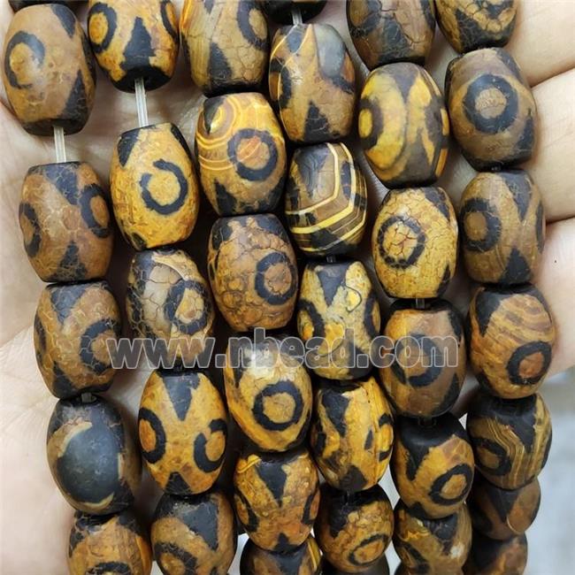 Tibetan Agate Barrel Beads Yellow Dye Eye