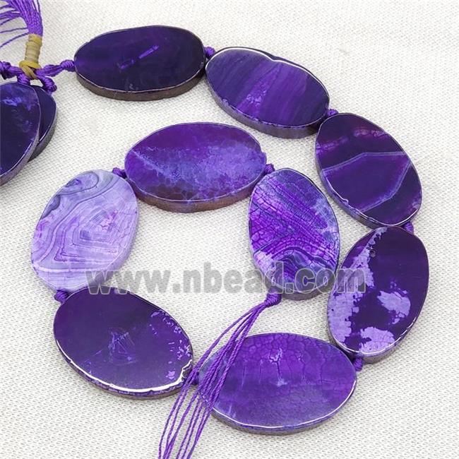 Natural Veins Agate Beads Freeform Slice Flat Purple Dye