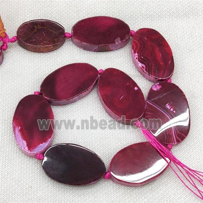 Natural Veins Agate Beads Freeform Slice Flat Red Dye