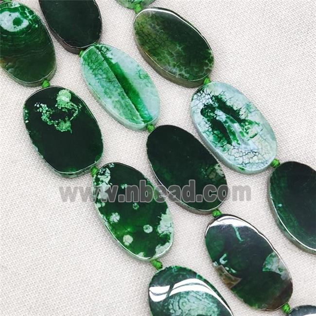 Natural Veins Agate Beads Freeform Slice Flat Green Dye