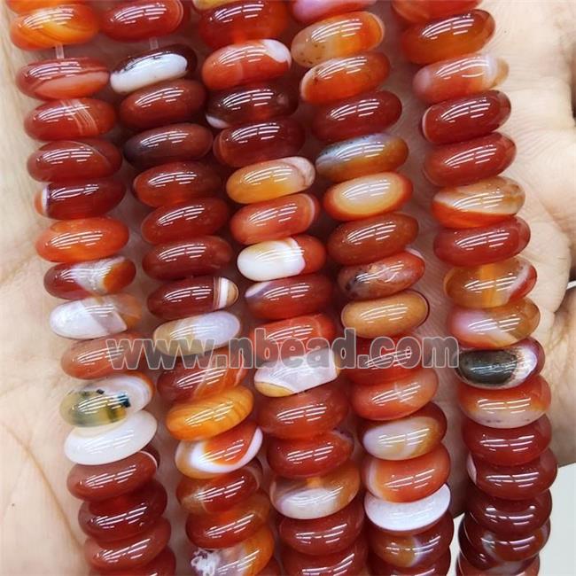 Natural Red Stripe Agate Rondelle Beads Smooth
