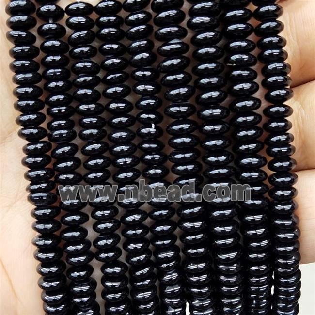 Natural Black Onyx Agate Beads Rondelle