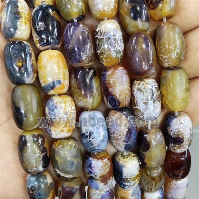 Natural Agate Barrel Beads Yellow Dye