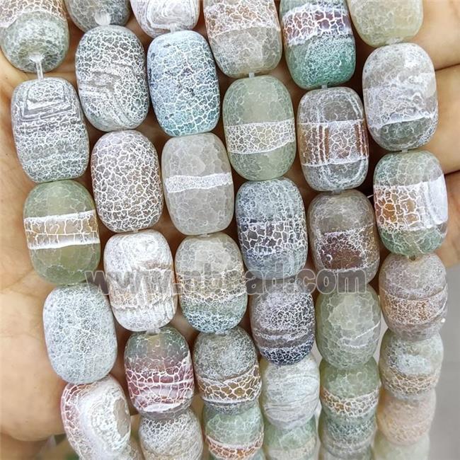 Crackle Agate Barrel Beads Frosted