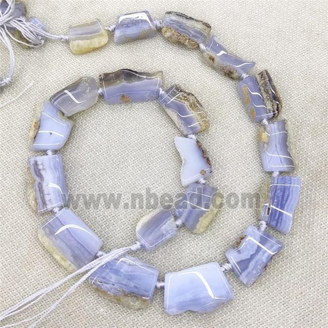 Natural Blue Lace Agate Beads Freeform Graduated