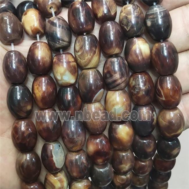 Natural Agate Barrel Beads Brown Dye
