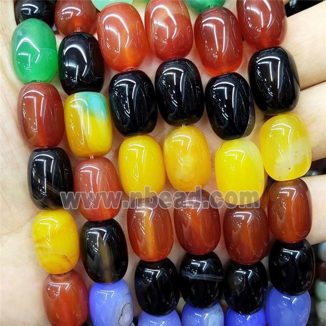 Natural Agate Barrel Beads Dye Mixed Color