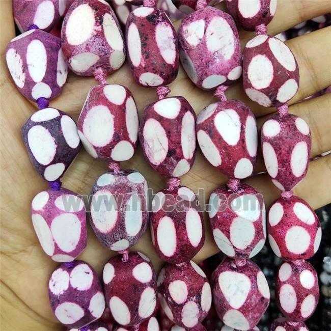 Agate Beads Freeform Red Dye Dalmatian