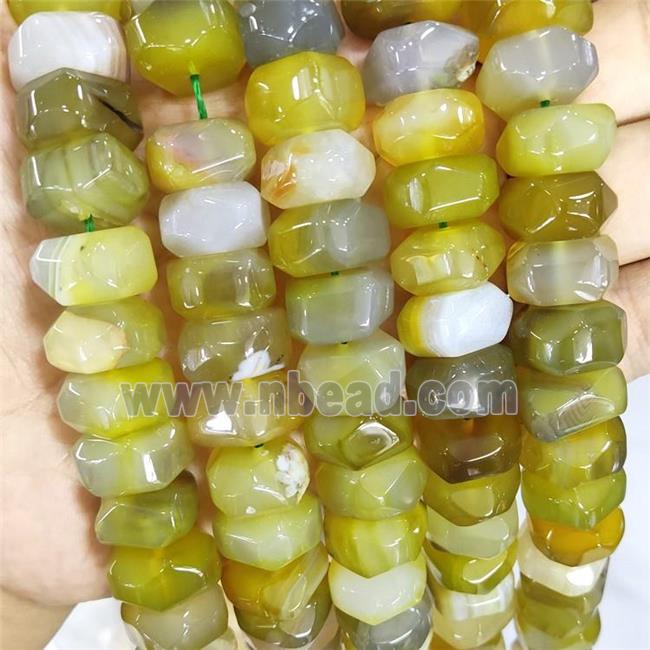 Natural Agate Beads Faceted Rondelle Olive Dye