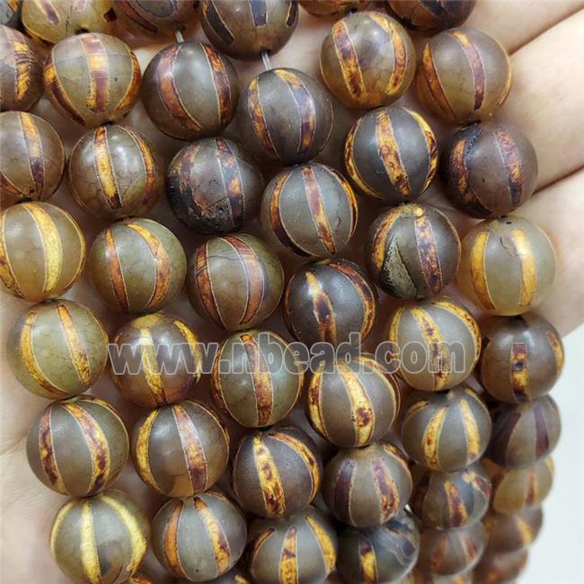 Tibetan Dzi Agate Beads Smooth Round