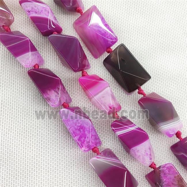 Natural Agate Druzy Rectangle Beads Hotpink Dye Point