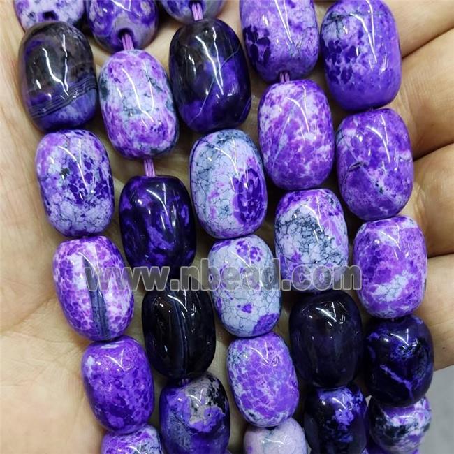 Natural Agate Barrel Beads Purple Fire Dye