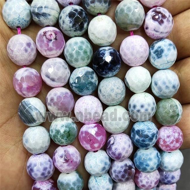 Fire Agate Beads Dye Faceted Round Mixed Color