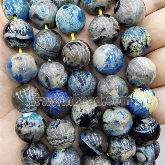 Blue Fire Agate Beads Smooth Round Dye