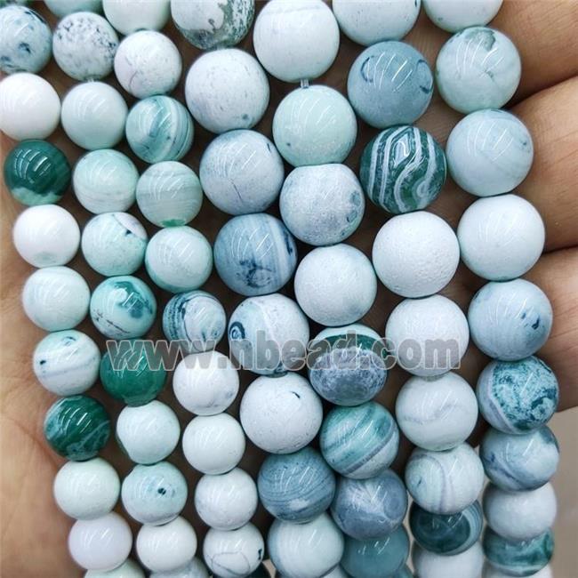 Fire Agate Beads Green Dye Smooth Round