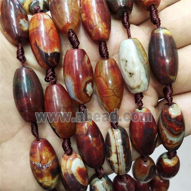 Natural Agate Beads Rice Red Dye