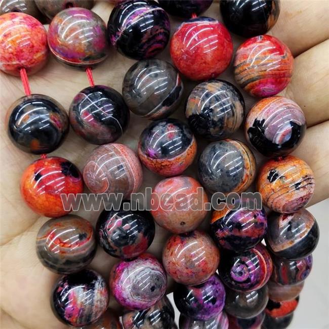 Natural Agate Beads Multicolor Dye Smooth Round