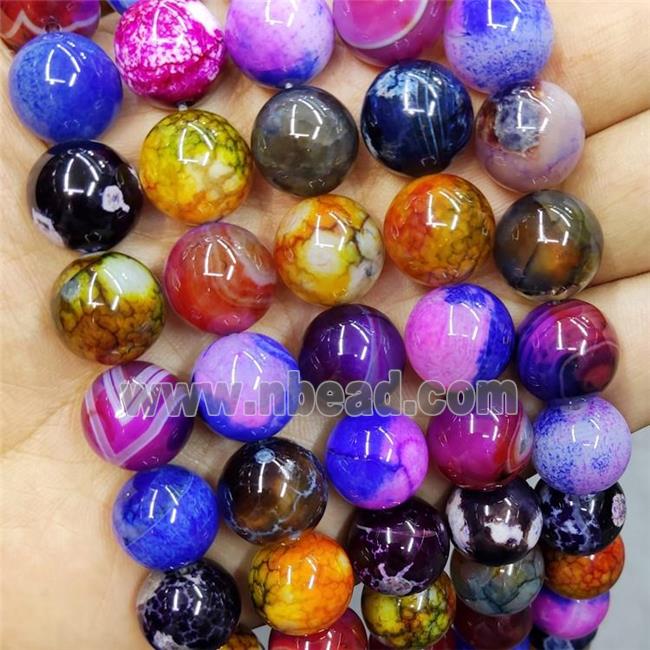 Natural Agate Beads Mixed Color Dye Smooth Round