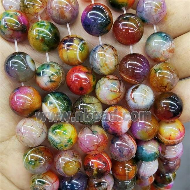 Natural Agate Beads Dye MultiColor Smooth Round