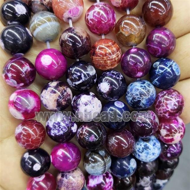 Natural Agate Beads Mixed Color Dye Smooth Round