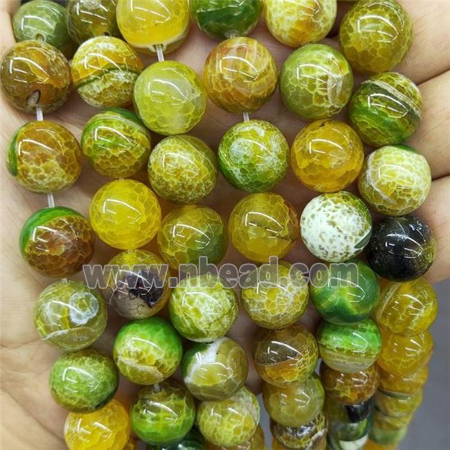 Natural Veins a Agate Beads Olive Dye Smooth Round
