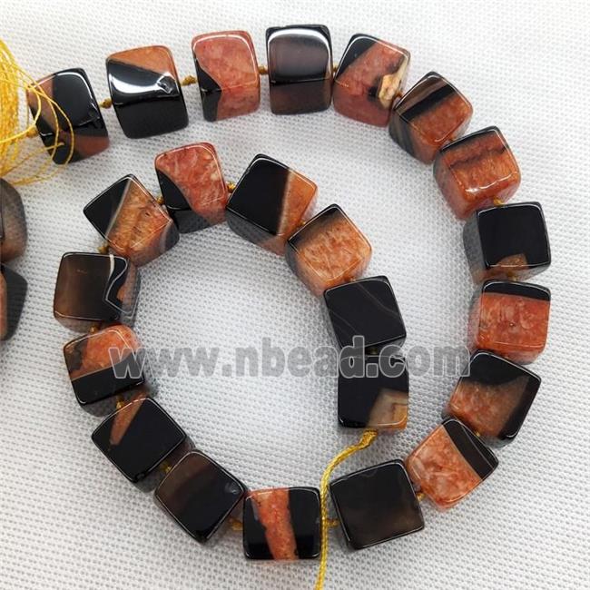 Natural Agate Druzy Beads Orange Dye Cube