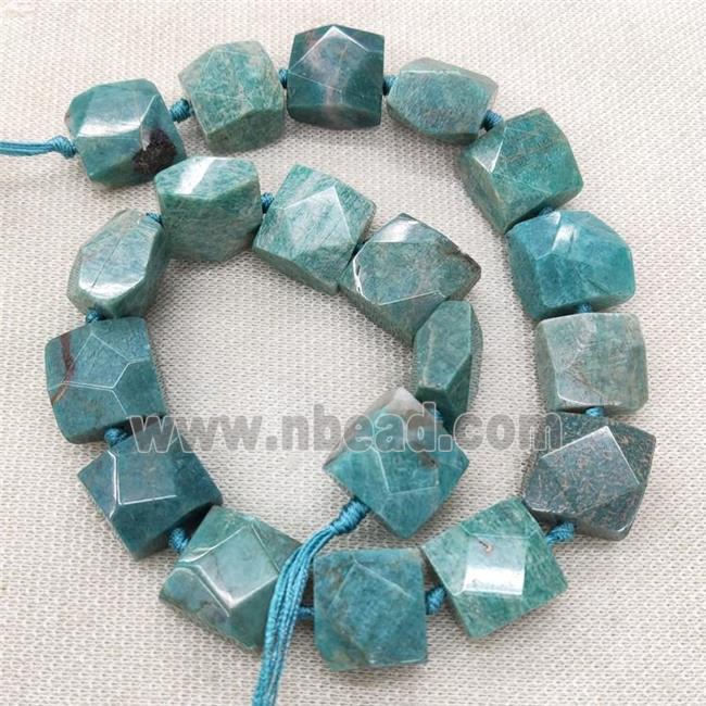 Natural Green Amazonite Beads Faceted Square