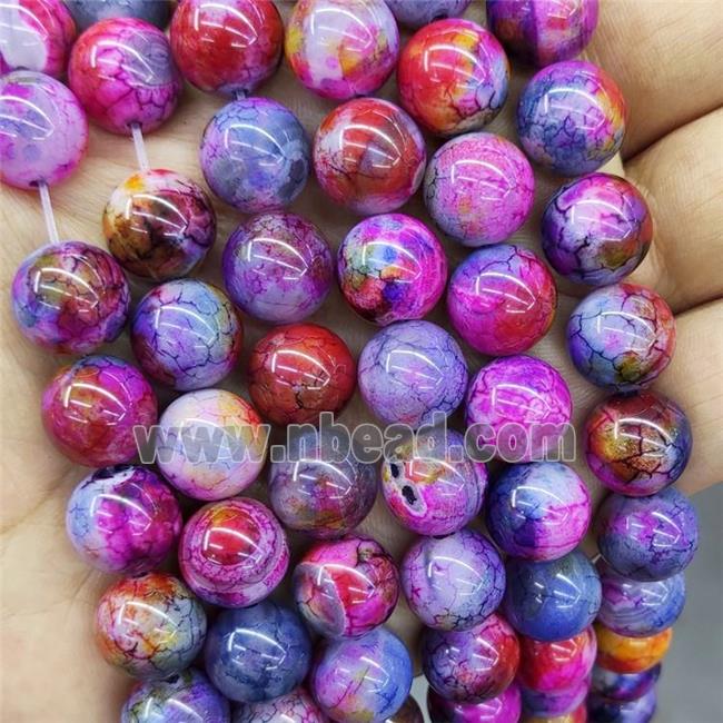 Natural Agate Beads Fuchsia Dye Smooth Round