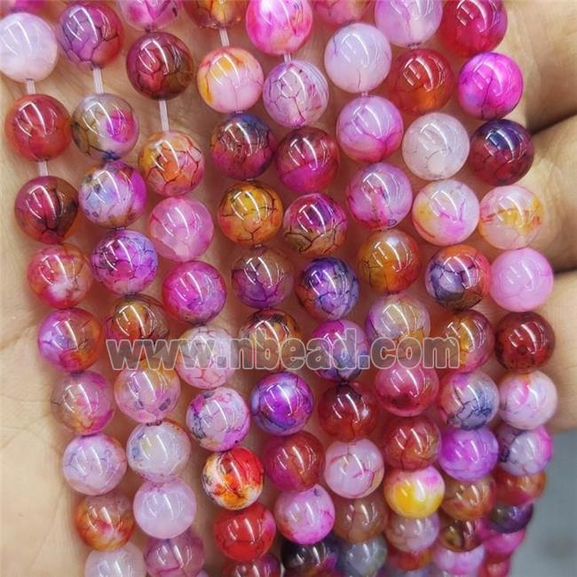 Natural Agate Beads Fuchsia Dye Smooth Round