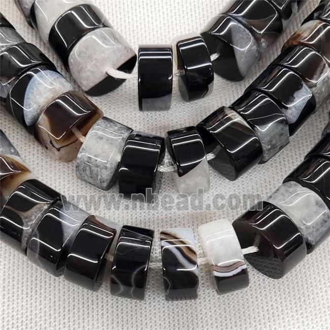 Black Agate Druzy Heishi Beads White