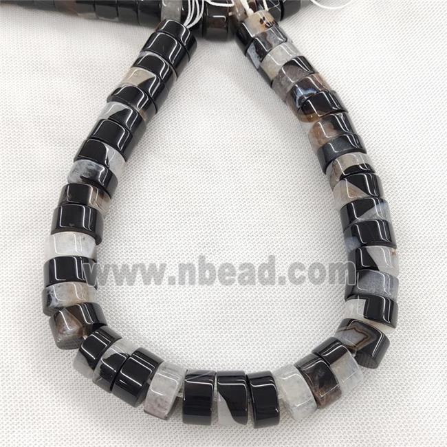 Black Agate Druzy Heishi Beads White