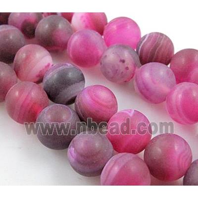 round matte hotpink Stripe Agate Stone beads