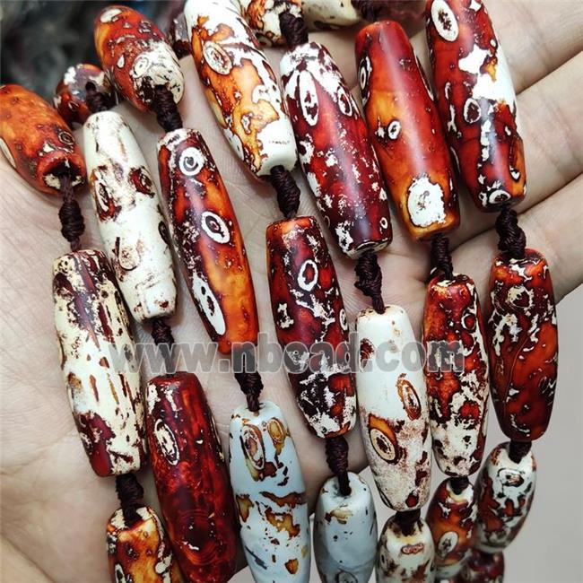 Natural Agate Rice Beads Red Dye Woodskin