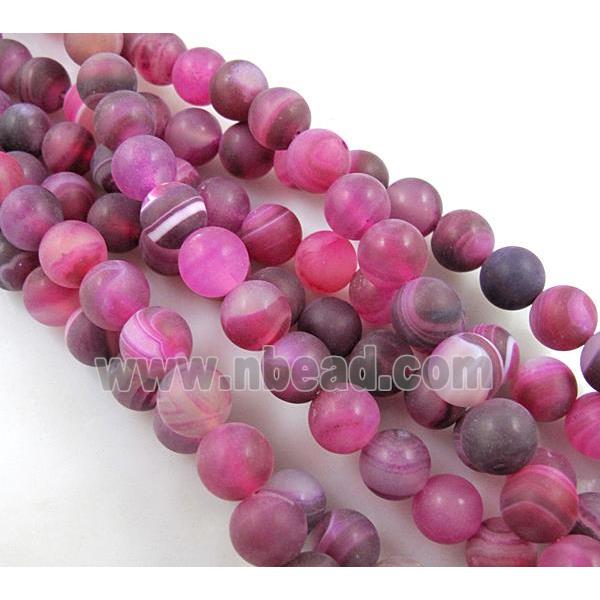 round matte hotpink Stripe Agate Stone beads