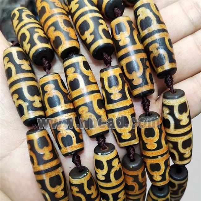 Tibetan Agate Rice Beads Yellow Black