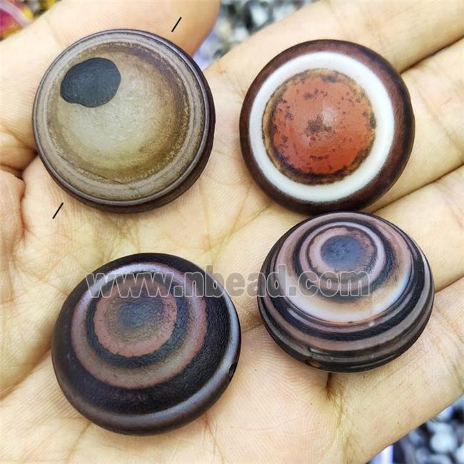 Natural Agate Coin Button Beads Eye Mixed
