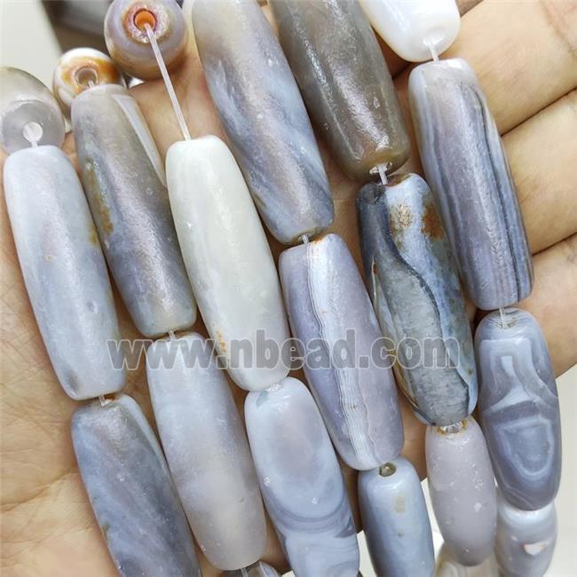 Natural Agate Rice Beads Gray Matte