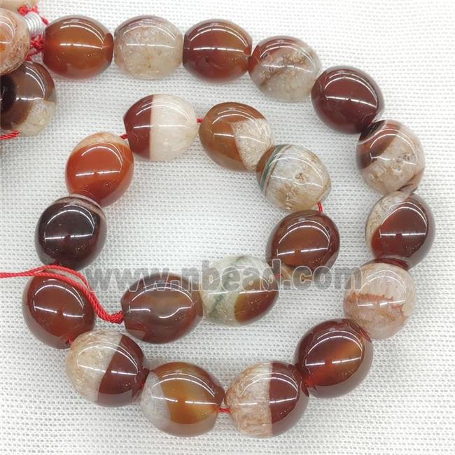 Natural Agate Druzy Barrel Beads Orange Dye